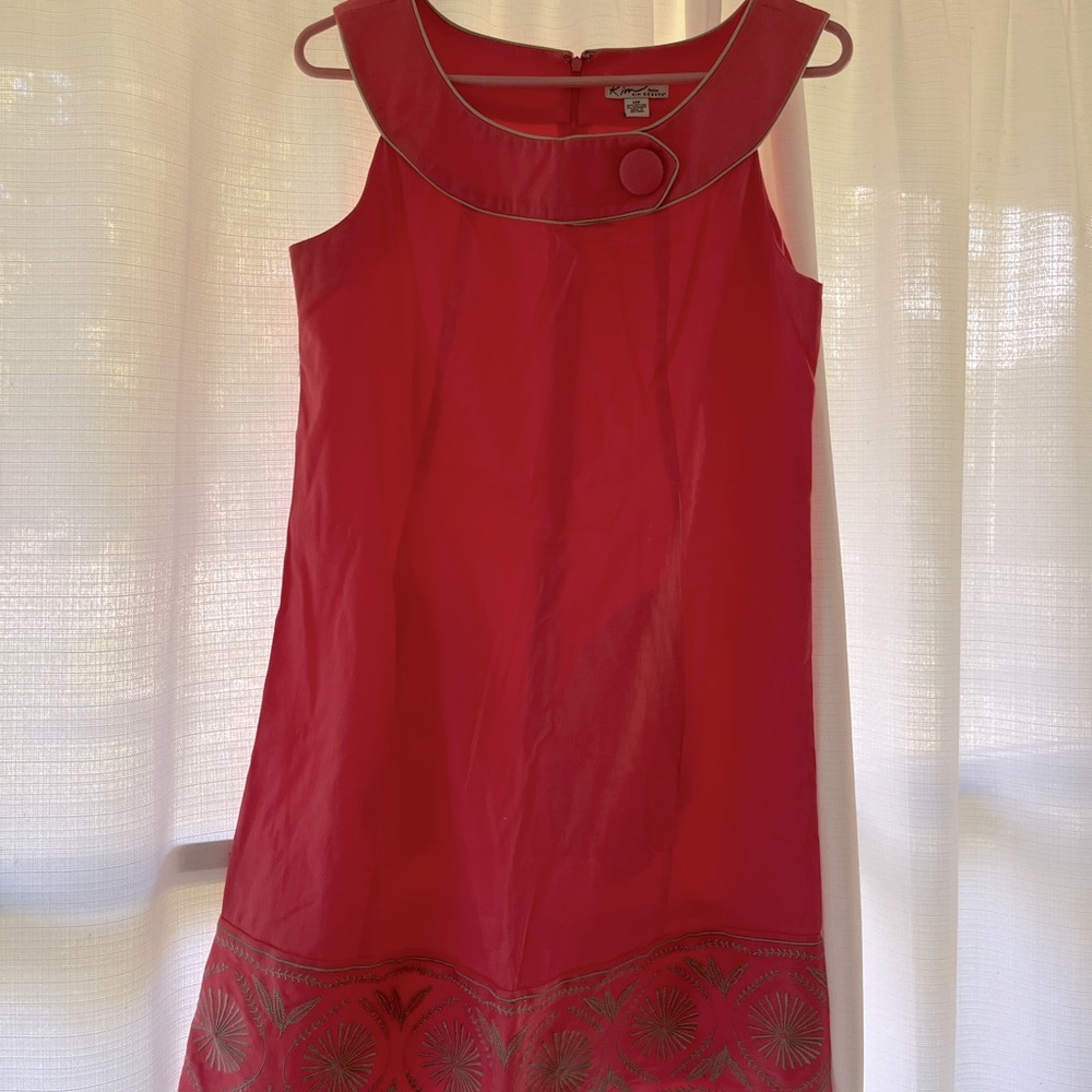 Kim Rogers Circle-Neck Embroidered Shift Dress